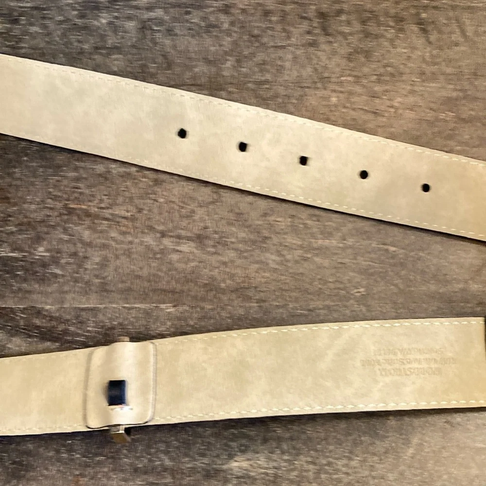 Halogen Men's Black Leather Belt Gold Tone Buckle Size Large Trouser Fit Classic
